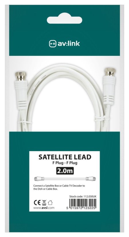 AV:link kabel koaxiální 1x samec - 1x F konektor samec, 2m