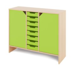 Medium cabinet with small cardboard containers and doors KLASIKO