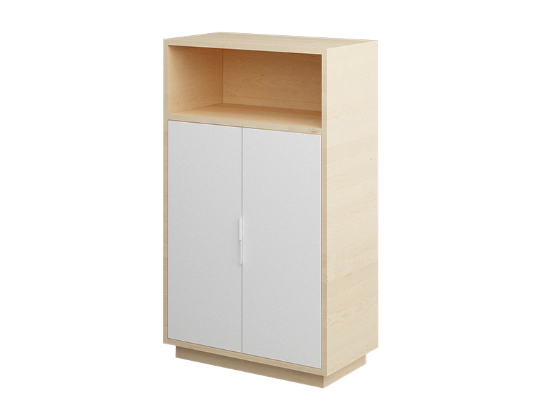 Medium wardrobe with doors, birch/white (EXCLUSIVE)