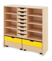 Skriňa X + malé drevené kontajnery a truhlice - Žltá - CLASSICAL
