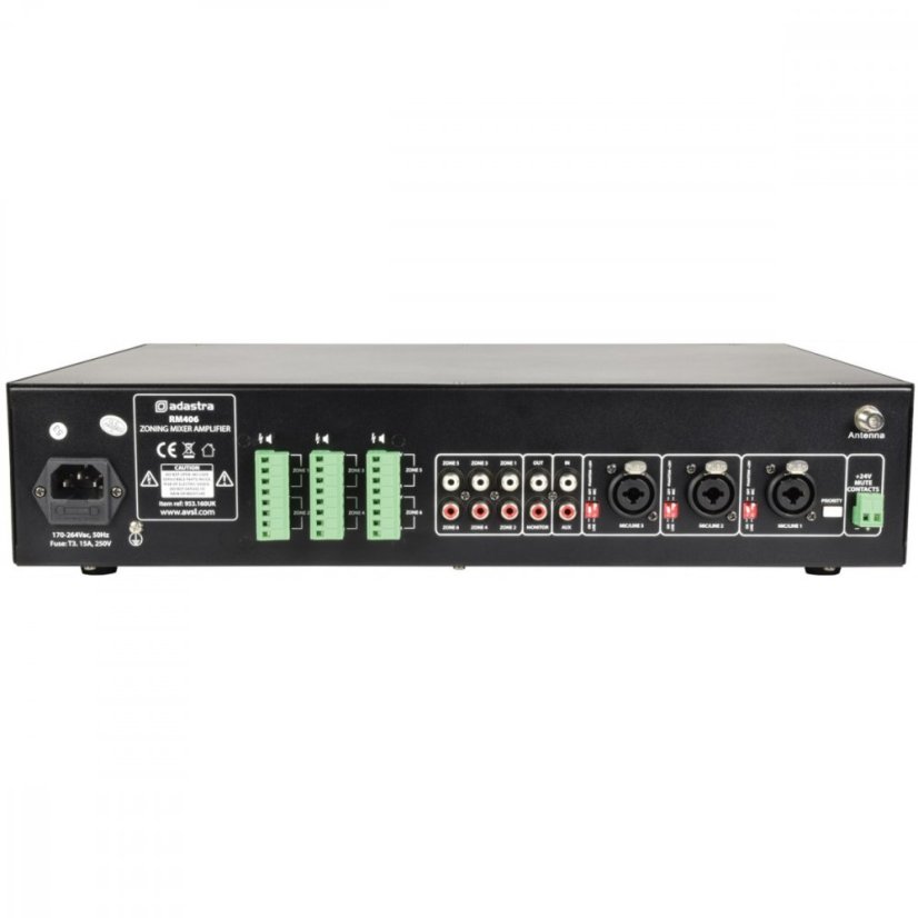 Adastra RM406, 100V 6-zónový mixážní zesilovač, 6x40W, BT/MP3/FM