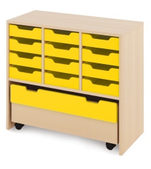 Cabinet M + small cardboard containers and chest - CLASSICAL - Barva: Žlutá