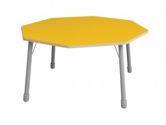 Výškovo nastaviteľný stôl osemuholník - Žltá