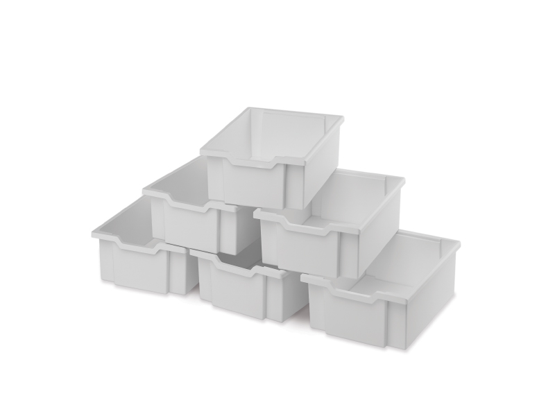 Large plastic boxes - white - 6 pcs