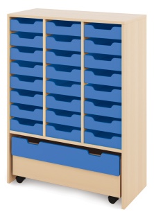 Skříň X + malé dřevěné kontejnery a truhla - CLASSICAL - Barva: Modrá
