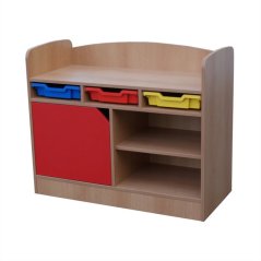 Skříň policová dělená (3 boxy, 2 police, 1 dvířka) LARO