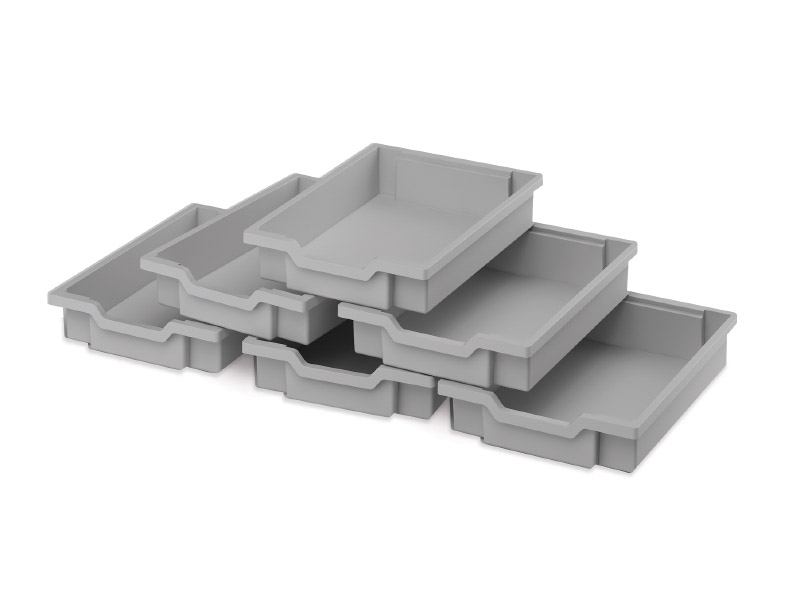 Plastové boxy malé  - šedá - 6 ks