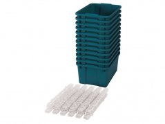 Velké plastové boxy s pojezdy- OPTIMA- Modrozelené (12 ks.)