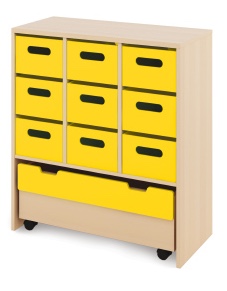 Cabinet L + large wooden containers and chest - CLASSICAL - Barva: Žlutá