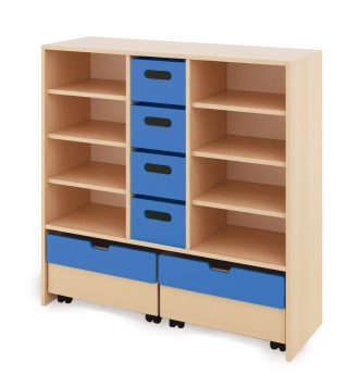 Skříň X + velké dřevěné kontejnery a truhly - CLASSICAL - Barva: Modrá