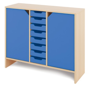 Cabinet L + small wooden containers and doors - CLASSICAL - Barva: Modrá