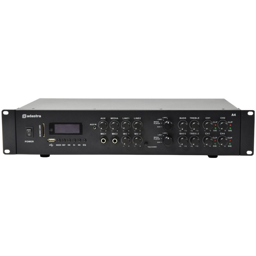 Adastra A4, duální stereo PA zesilovač, MP3/SD/USB/BT/FM, 4x 200W