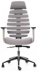 Ergonomická kancelářská židle FISH BONES s opěrkou hlavy, šedý plast, 26-64 šedá, 3D područky