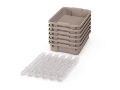 Malé plastové boxy s pojezdy- OPTIMA- Béžové (6 ks.)