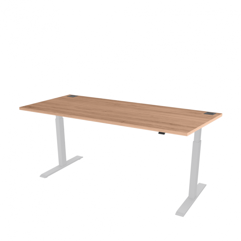 Výškově nastavitelný kancelářský stůl s deskou jantarový dub OFYS (rozměr 70 x 160 cm) - Barva podnože: Šedá