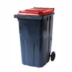 Plastová nádoba 240 l - čierna / červené veko