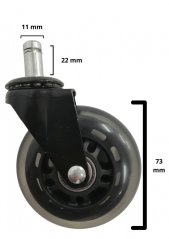 Kolečko zátěžové Premium, pogumované, průměr 73 mm, čep 11 mm