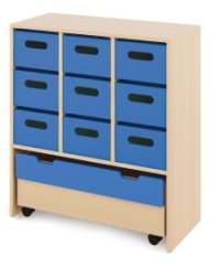 Cabinet L + large wooden containers and chest - CLASSICAL