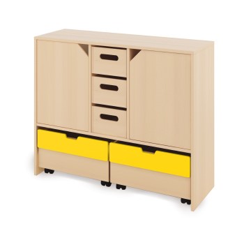 Cabinet L + large cardboard containers, doors and chests - CLASSICAL - Color: In decor color