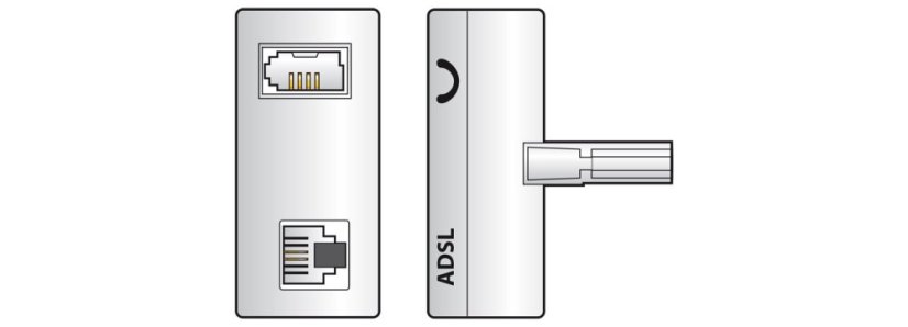 AV:link ADSL signálový filter BT431A samec – RJ11 samica + BT431A samica
