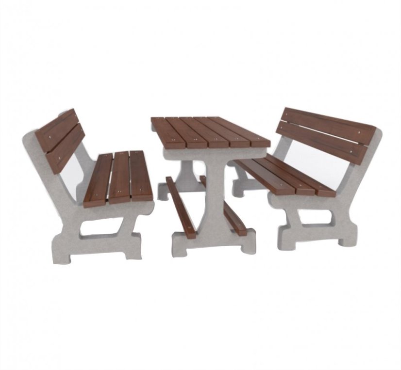Betonový venkovní set BALE (s plastovým recyklátem) - Rozměr: 170 cm, Typ betonu: Vymývaný