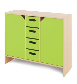 Cabinet L + large cardboard containers and doors - CLASSICAL - Barva: Zelená