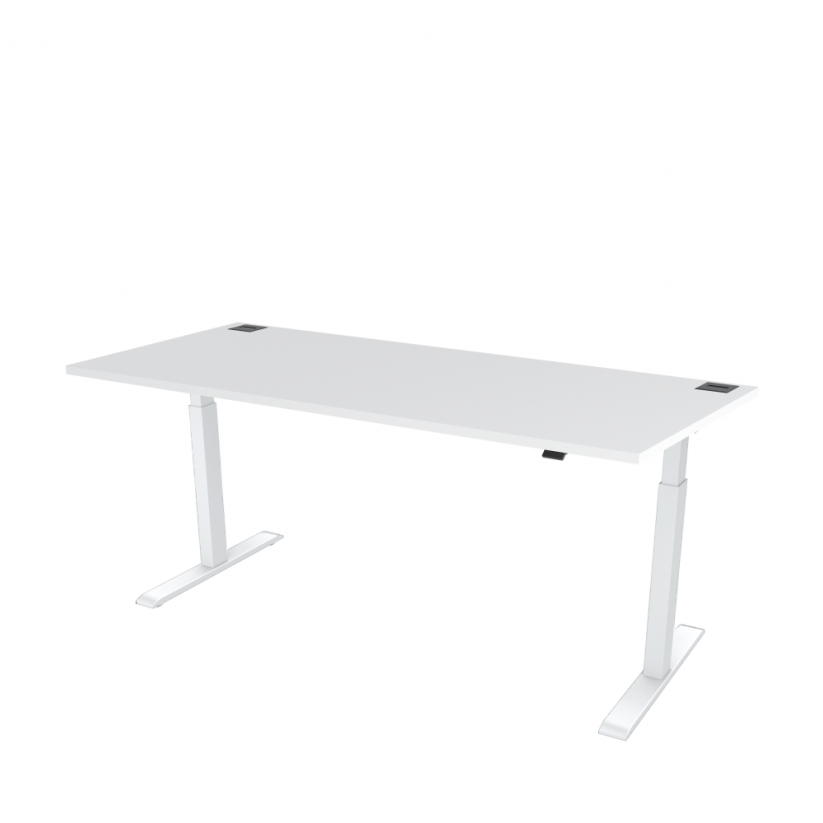 Výškově nastavitelný kancelářský stůl s bílou deskou OFYS (rozměr 70 x 160 cm) - Barva podnože: Černá