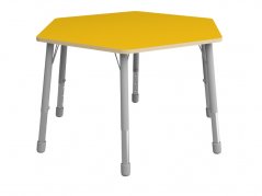 Výškově stavitelný stůl šestiúhelník - Žlutá