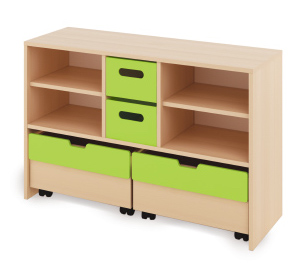Skříň M + velké dřevěné kontejnery a truhly - CLASSICAL - Barva: Zelená