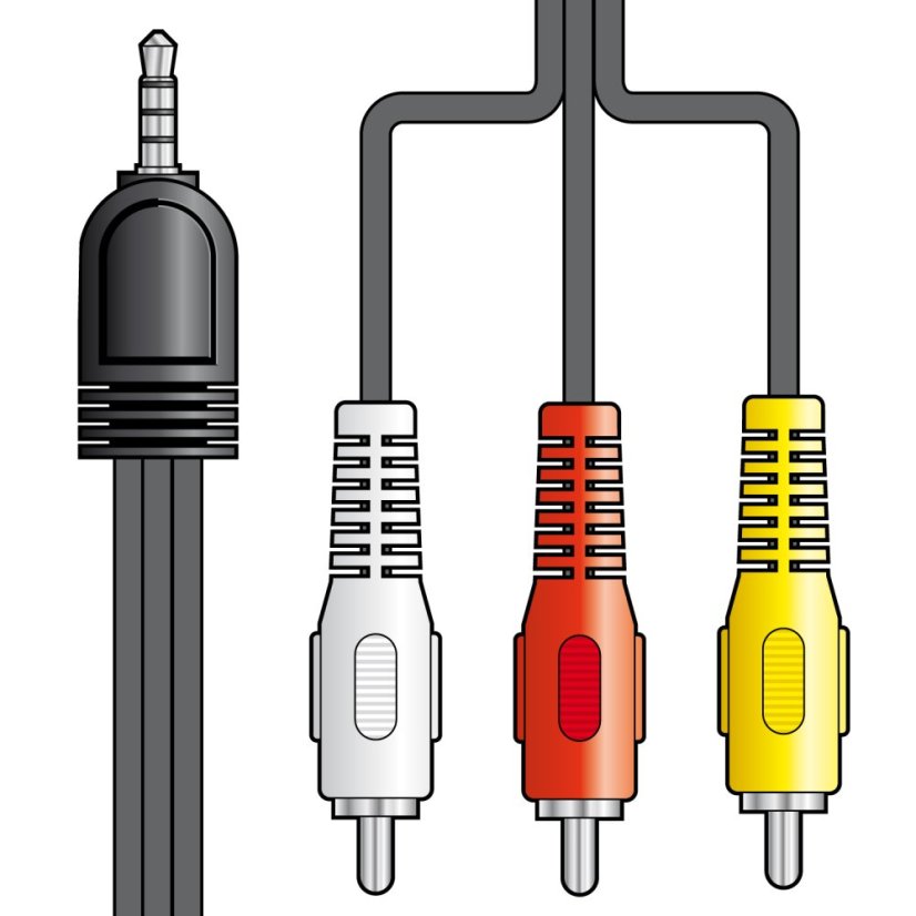 AV:link kábel ku kamere Jack 3.5mm samec - 3x RCA samec, 2m