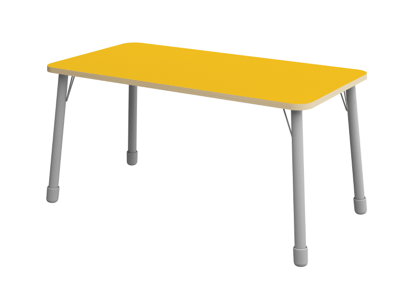 Height-adjustable table rectangle - Yellow - Dimension: 138x69 cm, Height adjustable: 1-3