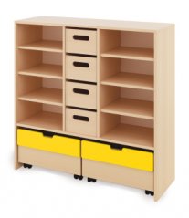 Skriňa X + veľké drevené kontajnery a truhlice - Žltá - CLASSICAL