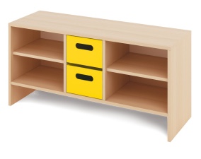 Malá skriňa s veľkými drevenými kontajnermi KLASIKO - Farba: Žlutá