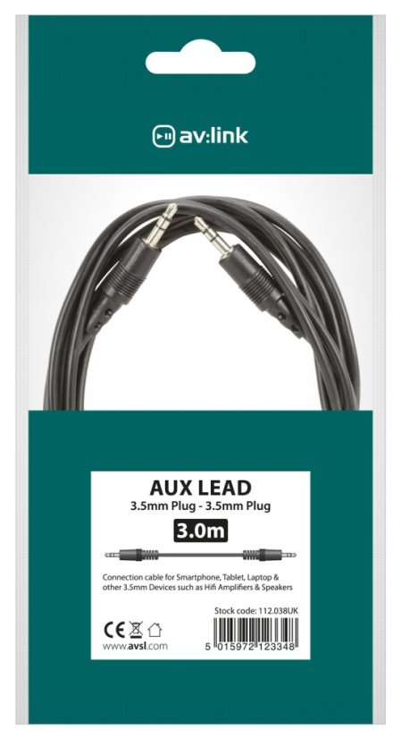 AV:link kábel 1x Jack 3.5mm stereo samec - 1x Jack 3.5mm stereo samec, 3 m