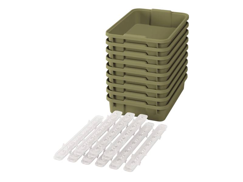 Malé plastové boxy s pojezdy - OPTIMA - Světle zelené (9 ks.)