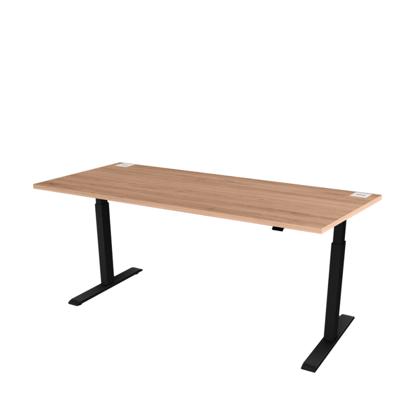 Výškově nastavitelný kancelářský stůl s deskou jantarový dub OFYS (rozměr 80 x 140 cm) - Barva podnože: Šedá