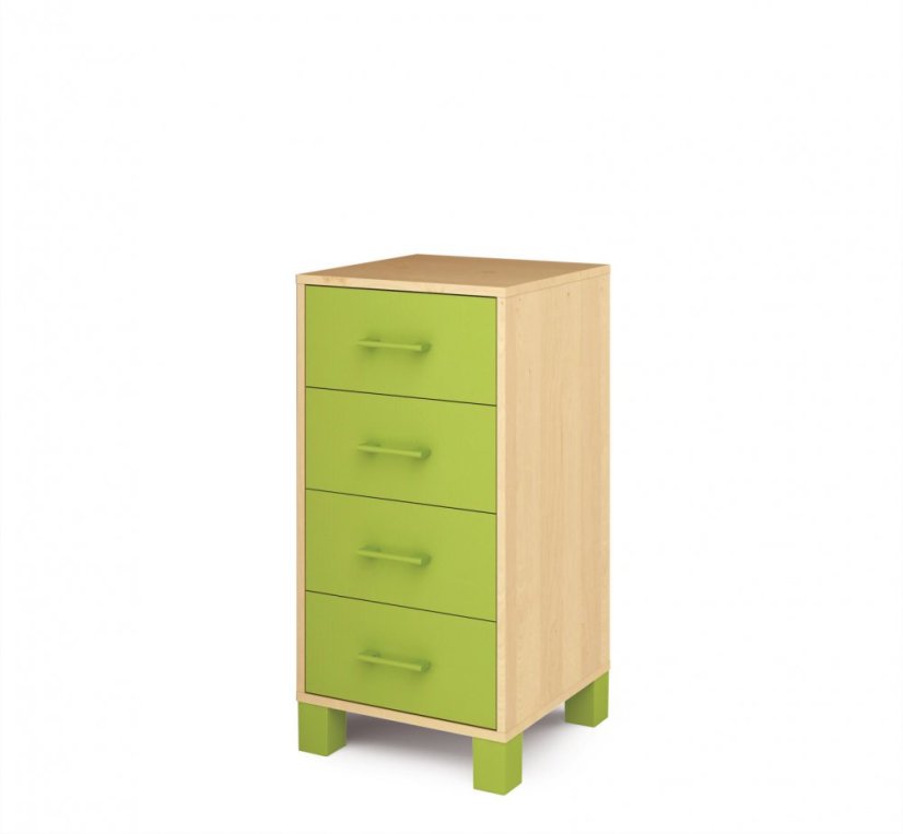 Skříň s 4 zásuvkami úzká zelená FRESH (modul 17)