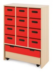 Skriňa X + veľké kartónové kontajnery a truhla - Červená - CLASSICAL