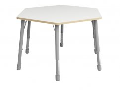 Výškovo nastaviteľný stôl šesťuholník - Biela