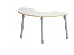 Výškovo nastaviteľný stôl polkruh - Biela