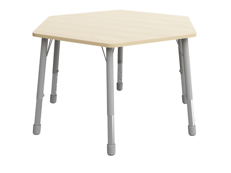 Height-adjustable hexagon table - BIRCH - Dimension: ø 140 cm, Height adjustable: 1-3