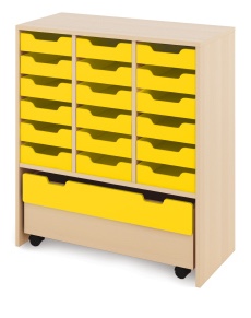Cabinet L + small cardboard containers and chest - CLASSICAL - Barva: Žlutá