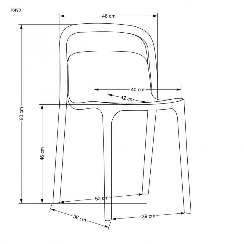 Židle- K490- Bílá plastová