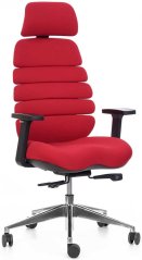 Ergonomická kancelářská židle SPINE červená, s opěrkou hlavy