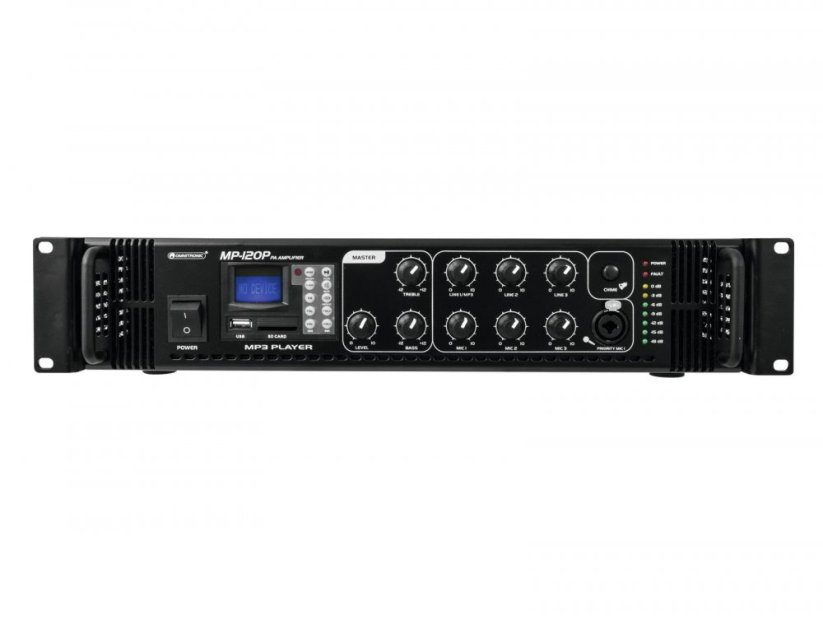 Omnitronic MP-120P, 100V mixážní zesilovač, 120W, MP3