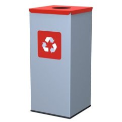 Hranatý odpadkový kôš červené veko 60 l
