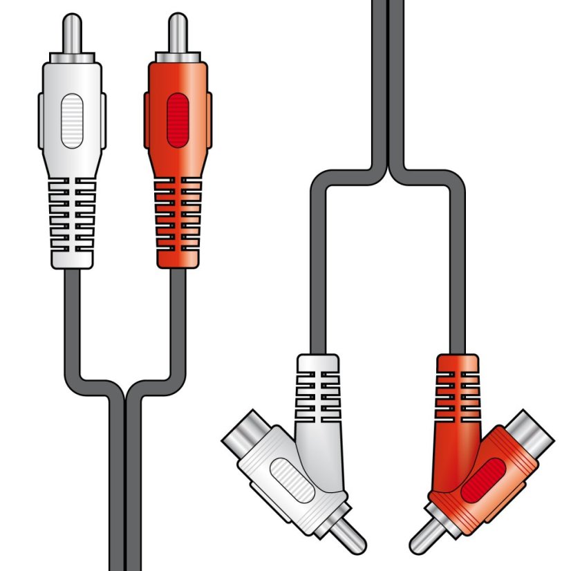 AV:link kábel 2x RCA samec - 2x zlučovací RCA samec, 1.8m