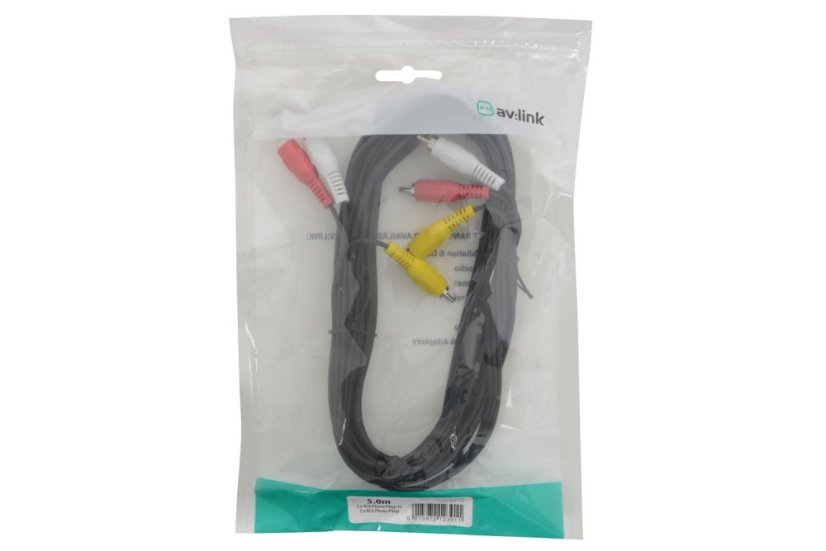 AV:link kábel 3x RCA samec - 3x RCA samec, 5 m