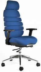 Ergonomická kancelářská židle SPINE modrá, s opěrkou hlavy