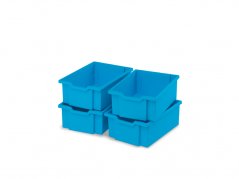 Plastové boxy velké - modrá - 4 ks